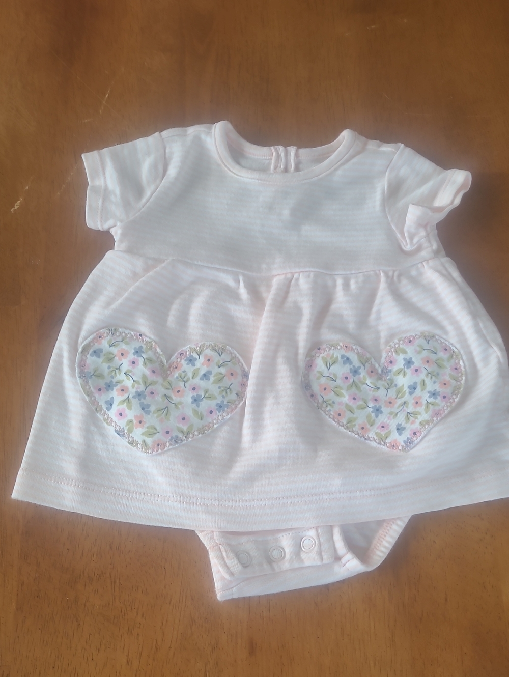 Carter's Light Pink Dress Bodysuit with Floral Heart Pockets